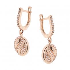 Oval earrings in 585 rose gold with zirconia
