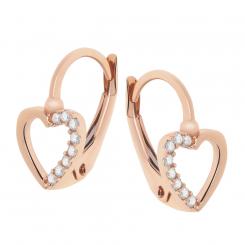 Heart-shaped earrings in 585 rose gold with zirconia
