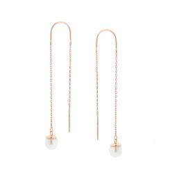 Pull-through earrings in 585 rose gold with pearls