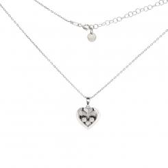 Fine 925 silver heart pendant necklace with three Swarovski crystals