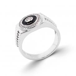 Кольцо из серебра 925 пробы с черной эмалью