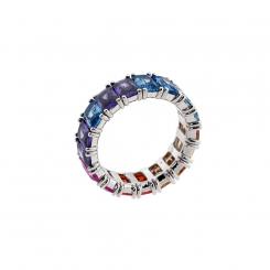 Кольцо из серебра 925 пробы с разноцветными фианитами