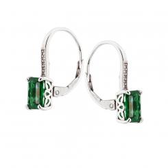 Серьги из серебра 925 пробы с зелеными или синими циркониями