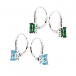 Ohrringe aus 925 Silber mit grünen oder blauen Zirkonia