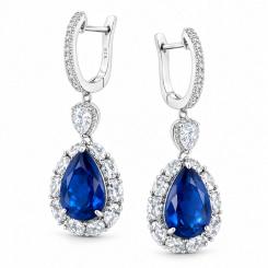 Earrings in 925 silver with sapphire, agate or ruby and colorless zirconia