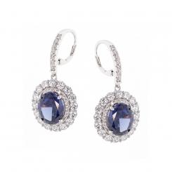 Earrings in 925 silver with blue and colorless zirconia