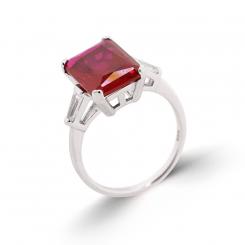 Ladies' ring in 925 silver with red zirconia