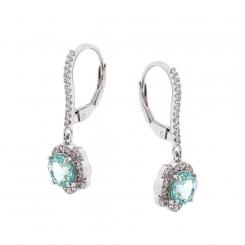 Earrings in 925 silver with light blue and colorless zirconia (hinged clasp)