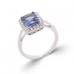 Ladies' ring in 925 silver with blue and colorless zirconia