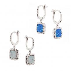 Ohrhänger aus 925 Silber mit weißem und blauem Opal