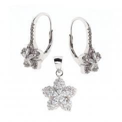 Jewelry set in 925 silver: star-shaped earrings &amp; pendant with zirconia