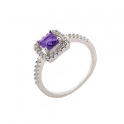 Женское кольцо из серебра 925 пробы с фианитом (выбор цвета)