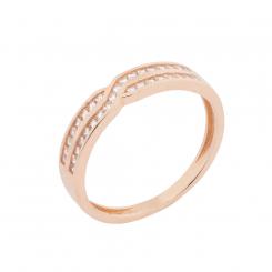 Женское кольцо из розового золота 585 пробы фианитами в два ряда