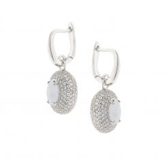 Earrings in 925 silver with zirconia and white opal