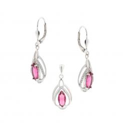 Комплект: серьги + подвеска из серебра 925 пробы с фианитами