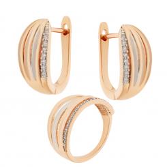 Jewelry set in gold-plated 925 silver with zirconia: earrings + ladies' ring