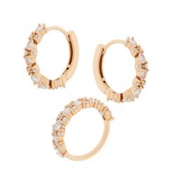 Комплект украшений из серебра 925 пробы с фианитами: серьги-креолы + кольцо