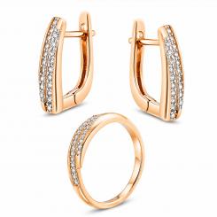 Jewelry set in 925 silver with zirconia - earrings &amp; ladies' ring