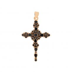 Кулон в виде креста из серебра 925 пробы с фианитами в трех цветовых вариантах