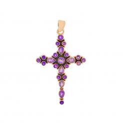 Cross pendant in 925 silver with zirconia in three color variations