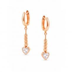 Elegante Damen-Ohrhänger aus rotvergoldetem Silber 925 mit Zirkonia-Herz