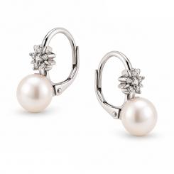 Elegante Ohrringe aus Silber 925 mit weißer Perle und Zirkonia