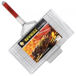 Решетка-гриль из нержавеющей стали, с деревянной ручкой, 46 x 26 x 60 см.