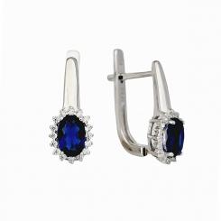 Ohrringe aus 925 Silber mit farblosen und blauen Zirkonia