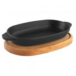 BriZoll HORECA сервировочная сковорода с деревянной подставкой из высококачественного чугуна