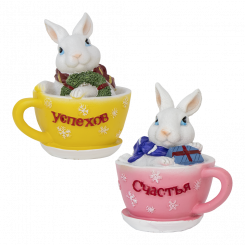 Money box bunny in the cup in 2 variants, about 13 cm