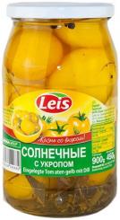 Leis pickled yellow tomatoes Solnetschnije-Slivka with dill, 860 g (Drained 400g)