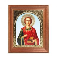 Icon "Healer Panteleimon" wooden frame, double embossing, 11 x 13 cm