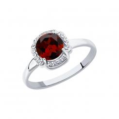 Sokolov ladies ring in 925 silver with a garnet and zirconia
