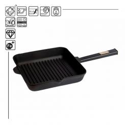 BriZoll grill pan square 28x28 cm made of high-quality cast iron