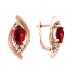 585 rose gold earrings with ruby and cubic zirconia