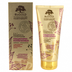 Biogold Placenta Collagen Shampoo Conditioner für beschädigtes Haar, 200 ml Schampo(2) BioGOLD 2in1 Shampoo&Conditioner Placenta Collagen für strapaziertes Haar, 200ml