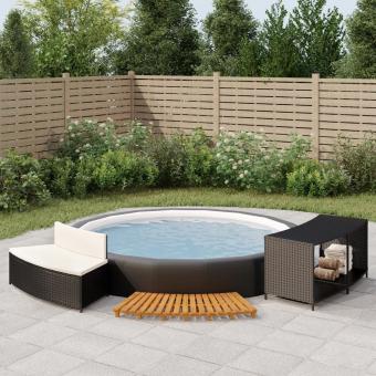 Whirlpool-Umrandung Quadratisch | PE-Rattan & Akazienholz – Stylisch & Funktional Für Dein Spa
