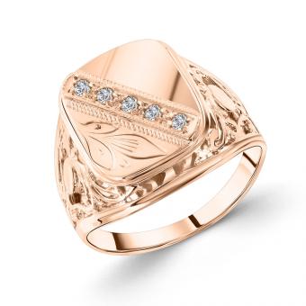 Ausgewählter Herrenring, Rotgold 585, Zirkonia, Gewicht 6,1 g