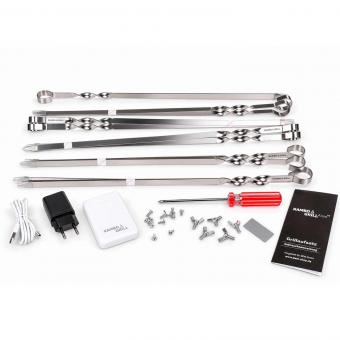 Rambo Grill Set – Edelstahl-Mangal mit Grillaufsatz für 11 automatisch drehende Spieße