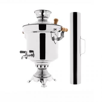 Teeparty-Set: Holzkohle-Samowar (inkl. Schornstein) mit Teekanne inkl. Teeset+Süßgebäck