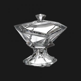 Bohemia Crystal bonbonnière on foot with lid ORIGAMI