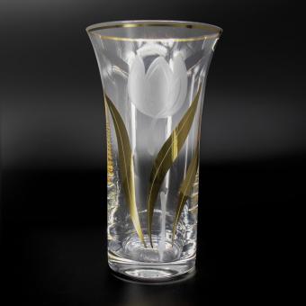 Ваза "CRYSTALEX Bohemia" Тюльпан с золотом, 25,5 см