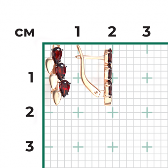 Ohrringe aus Rotgold 585 mit Granaten, Höhe ca.18 mm