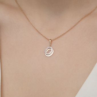 Buchstabenanhänger "O" aus 585 Rotgold / Weißgold, mit Zirkonia, Höhe ca. 21 mm