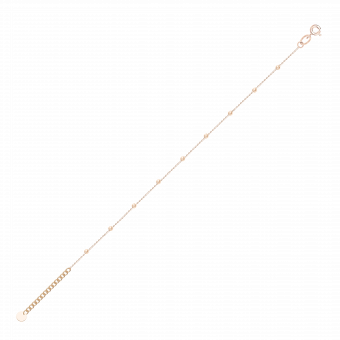 Elegant 585 rose gold anklet with bead accents, length approx. 24–27 cm