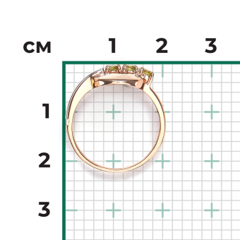 Zarter Damenring aus 585er Rotgold- / Weißgold 585, mit grünen Chrysolithen