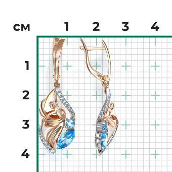 Ohrhänger Ballerina aus 585er Rotgold mit Topas, Höhe ca.43 mm