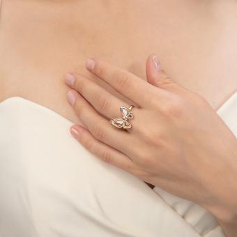 Beautiful ladies' ring, Russian red/white gold 585, central decorative element approx. 17x15 mm