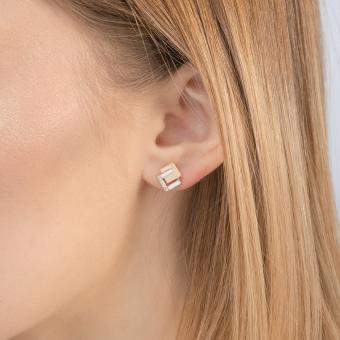 Cерьги-пусеты из красного/белого золота 585 пробы, с фианитами, размер ≈ 11x9 мм