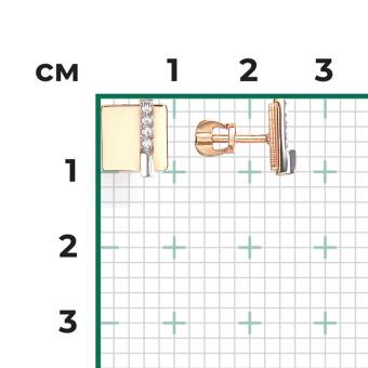 Серьги-пусеты из красного и белого золота 585 пробы, с фианитами, размер ≈ 10х10 мм